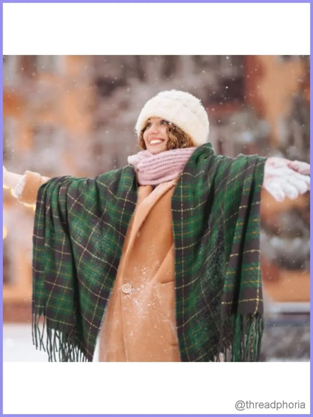 Soft Plaid Winter Scarf Long Wrap for Women Men